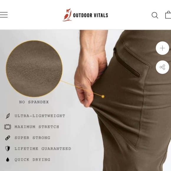 Outdoor Vitals Satu Live Ultralight Adventure Hiking Pants 43x32 in Brown Khaki - Picture 2 of 12